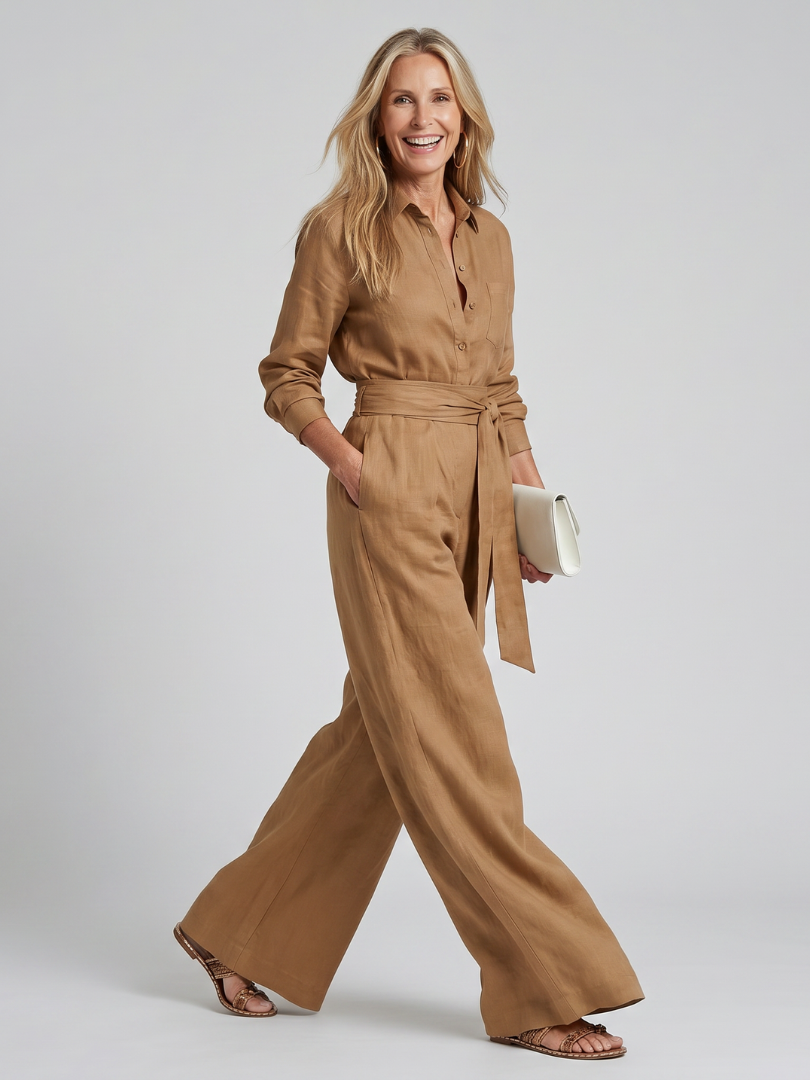 Jovie | Wide-Leg Button Jumpsuit