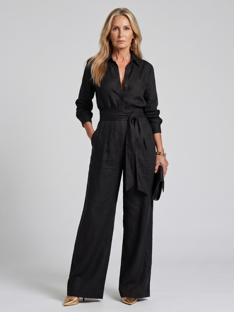 Jovie | Wide-Leg Button Jumpsuit