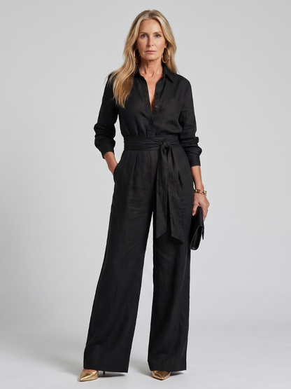 Jovie | Wide-Leg Button Jumpsuit
