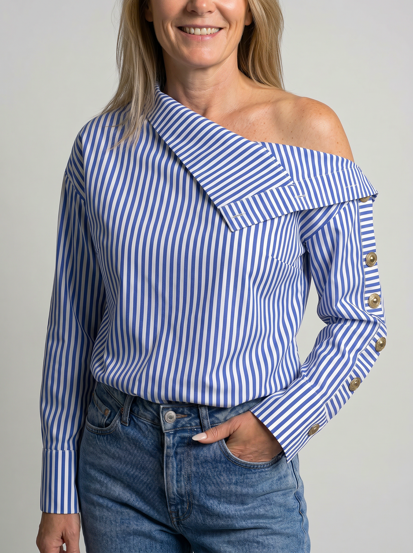 Noria | Asymmetric Striped Blouse